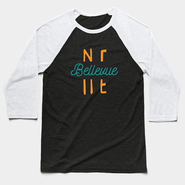 Bellevue Nebraska City Typography Baseball T-Shirt by Commykaze